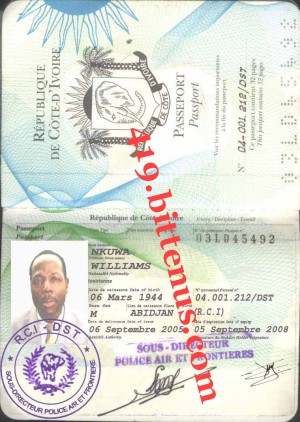 Dr Williams Nkuwa passport